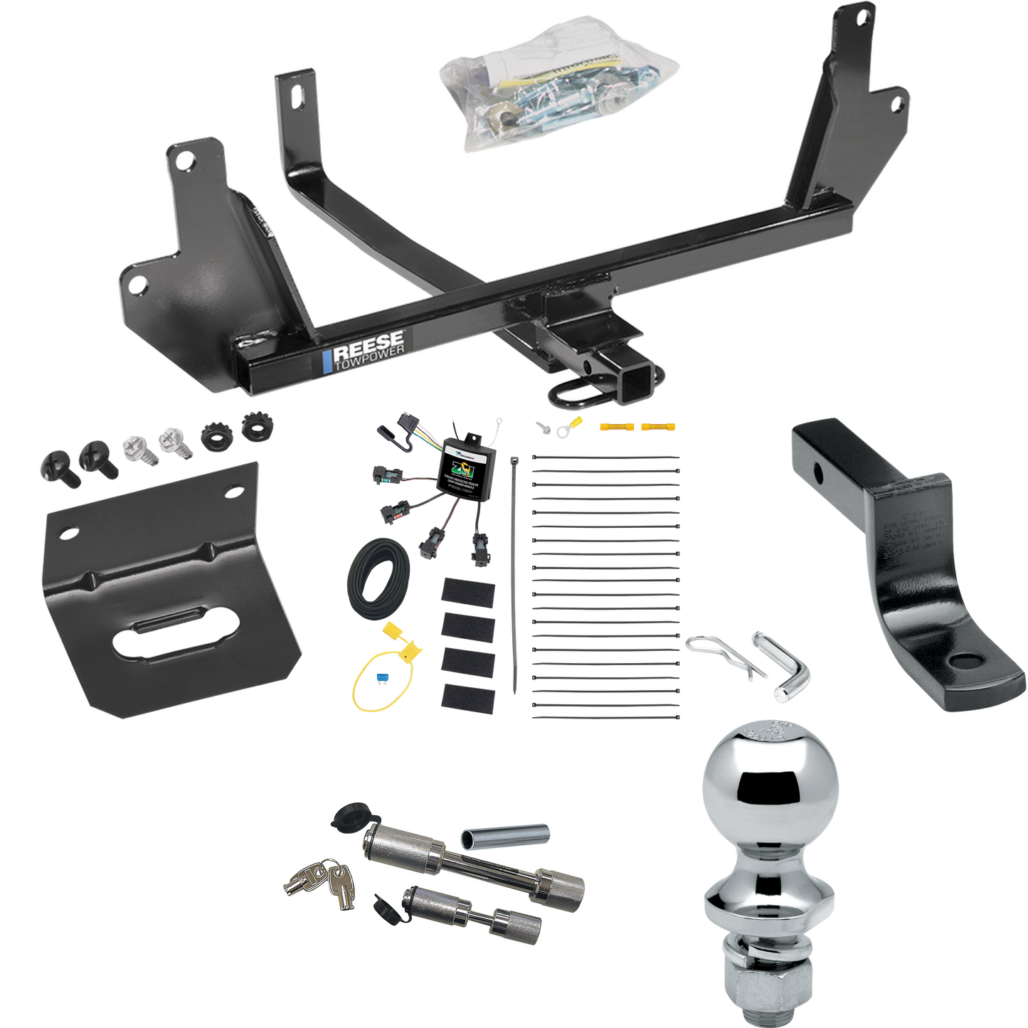 Fits 2007-2008 BMW 328xi Trailer Hitch Tow PKG w/ 4-Flat Zero Contact "No Splice" Wiring Harness + Draw-Bar + 1-7/8" Ball + Wiring Bracket + Dual Hitch & Coupler Locks (For Sedan Models) By Reese Towpower