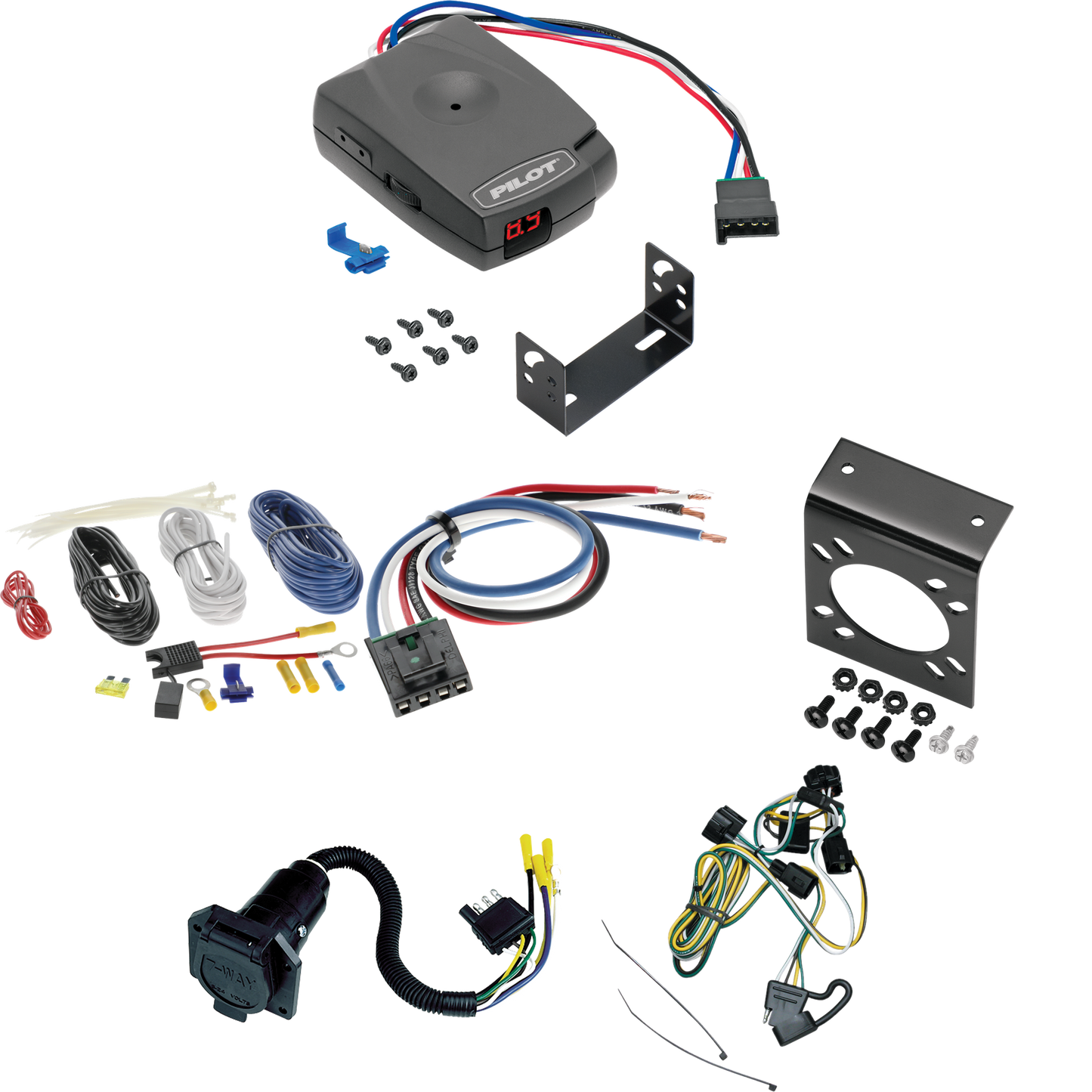 Se adapta al cableado de RV de 7 vías Dodge Dakota 1995-1996 + control de freno piloto serie Pro + adaptador de cableado BC genérico de Tekonsha