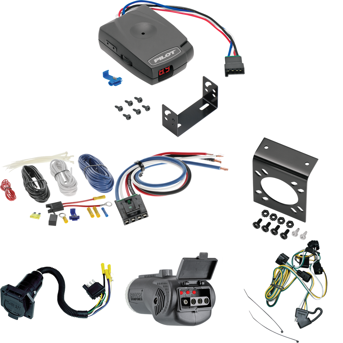 Fits 1995-1996 Dodge Dakota 7-Way RV Wiring + Pro Series Pilot Brake Control + Generic BC Wiring Adapter + 2 in 1 Tester & 7-Way to 4-Way Adapter By Tekonsha