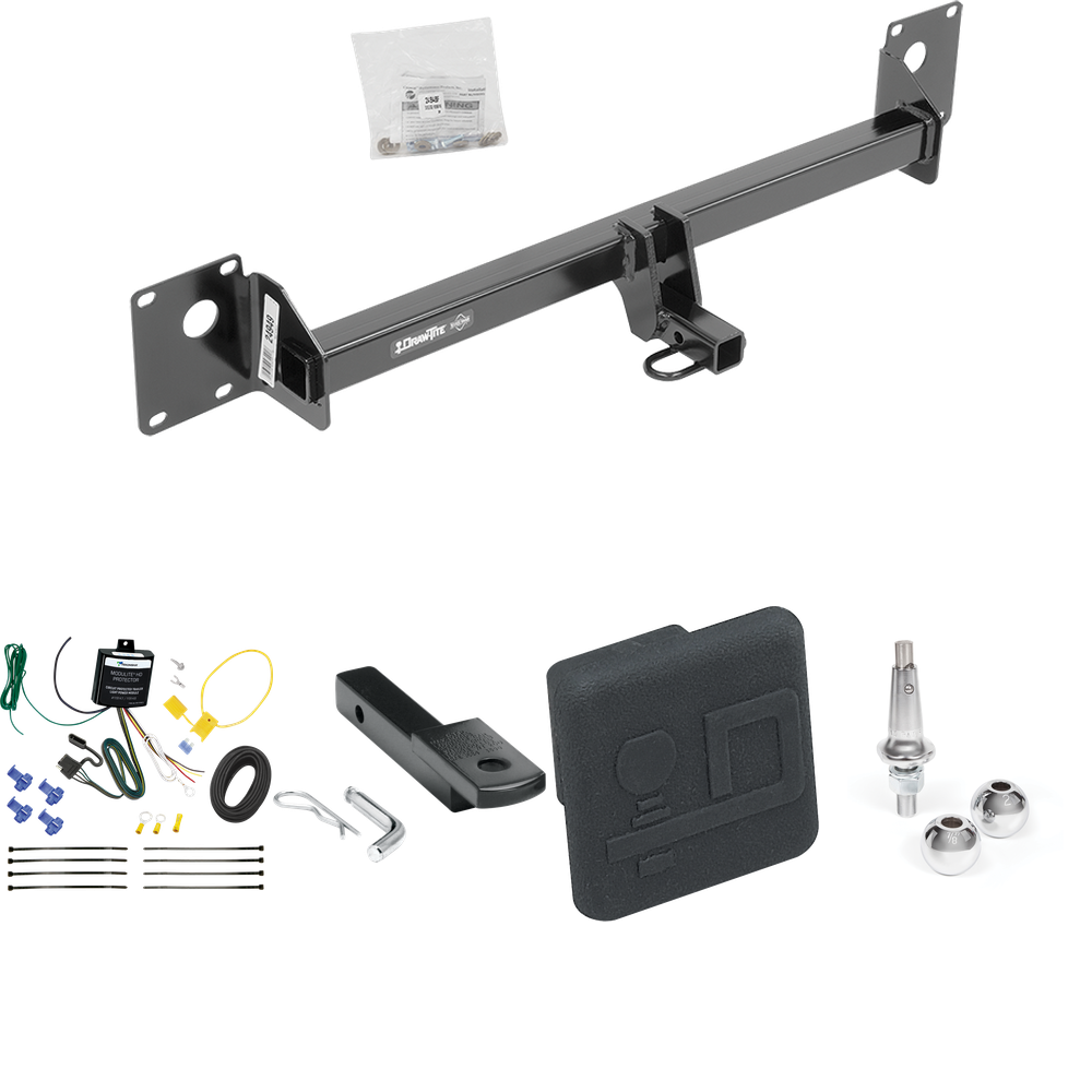 Fits 2015-2015 Volkswagen Golf SportWagen Trailer Hitch Tow PKG w/ 4-Flat Wiring Harness + Draw-Bar + Interchangeable 1-7/8" & 2" Balls + Hitch Cover By Draw-Tite