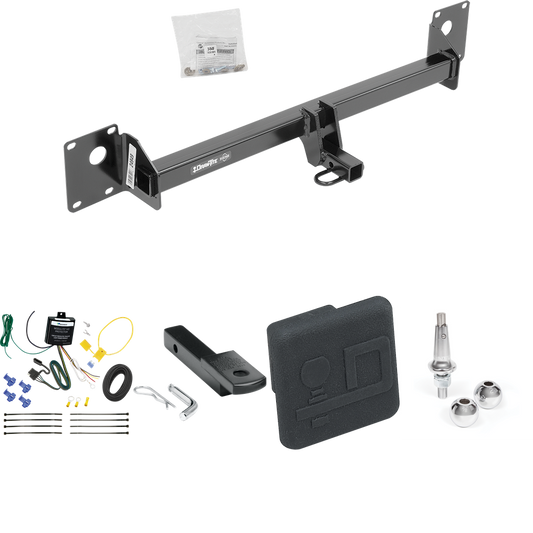 Fits 2015-2015 Volkswagen Golf SportWagen Trailer Hitch Tow PKG w/ 4-Flat Wiring Harness + Draw-Bar + Interchangeable 1-7/8" & 2" Balls + Hitch Cover By Draw-Tite