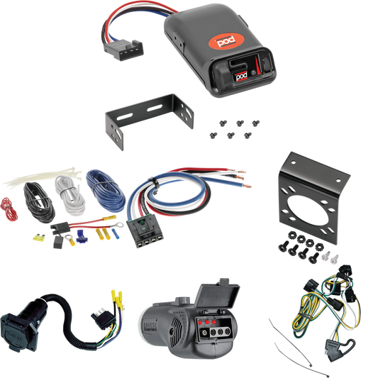 Se adapta al cableado de RV de 7 vías Dodge Dakota 1995-1996 + control de freno POD serie Pro + adaptador de cableado BC genérico + probador 2 en 1 y adaptador de 7 a 4 vías de Tekonsha