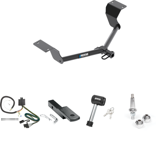 Fits 2017-2022 Honda CR-V Trailer Hitch Tow PKG w/ 4-Flat Wiring Harness + Draw-Bar + Interchangeable 1-7/8" & 2" Balls + Hitch Lock (Excludes: Hybrid Models) By Reese Towpower