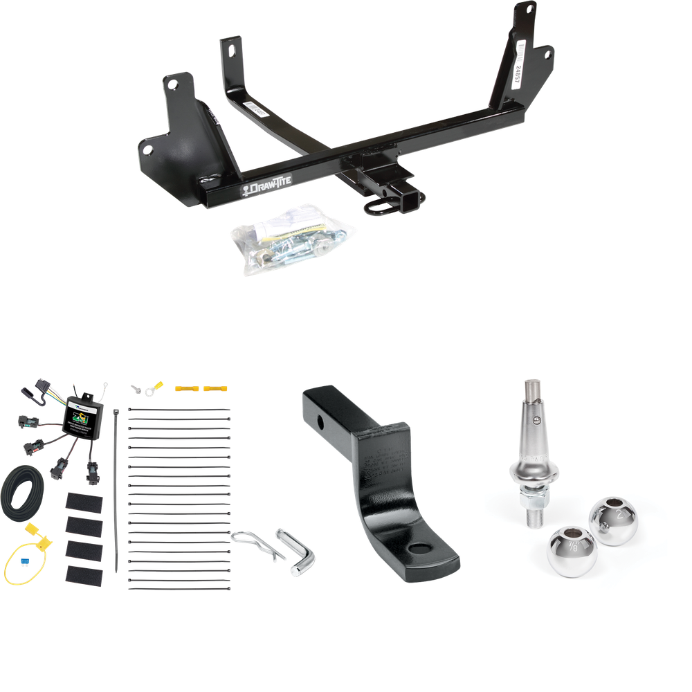 Fits 2007-2011 BMW 328i Trailer Hitch Tow PKG w/ 4-Flat Zero Contact "No Splice" Wiring Harness + Draw-Bar + Interchangeable 1-7/8" & 2" Balls (For Sedan Models) By Draw-Tite