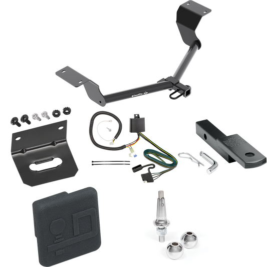 Fits 2017-2022 Honda CR-V Trailer Hitch Tow PKG w/ 4-Flat Wiring Harness + Draw-Bar + Interchangeable 1-7/8" & 2" Balls + Wiring Bracket + Hitch Cover (Excludes: Hybrid Models) By Draw-Tite