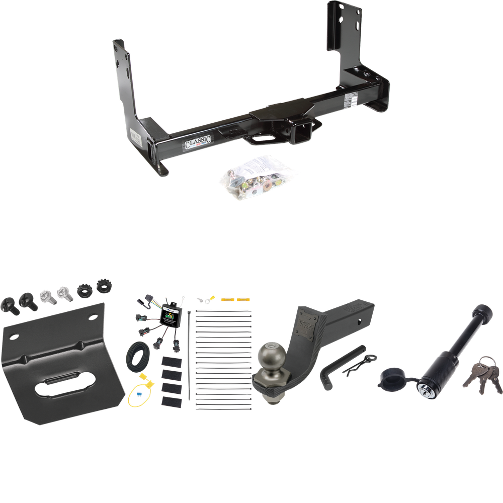 Fits 2022-2023 Mercedes-Benz Sprinter 3500 Trailer Hitch Tow PKG w/ 4-Flat Zero Contact "No Splice" Wiring + Interlock Tactical Starter Kit w/ 3-1/4" Drop & 2" Ball + Tactical Dogbone Lock + Wiring Bracket (Excludes: w/Factory Step Bumper Models) By