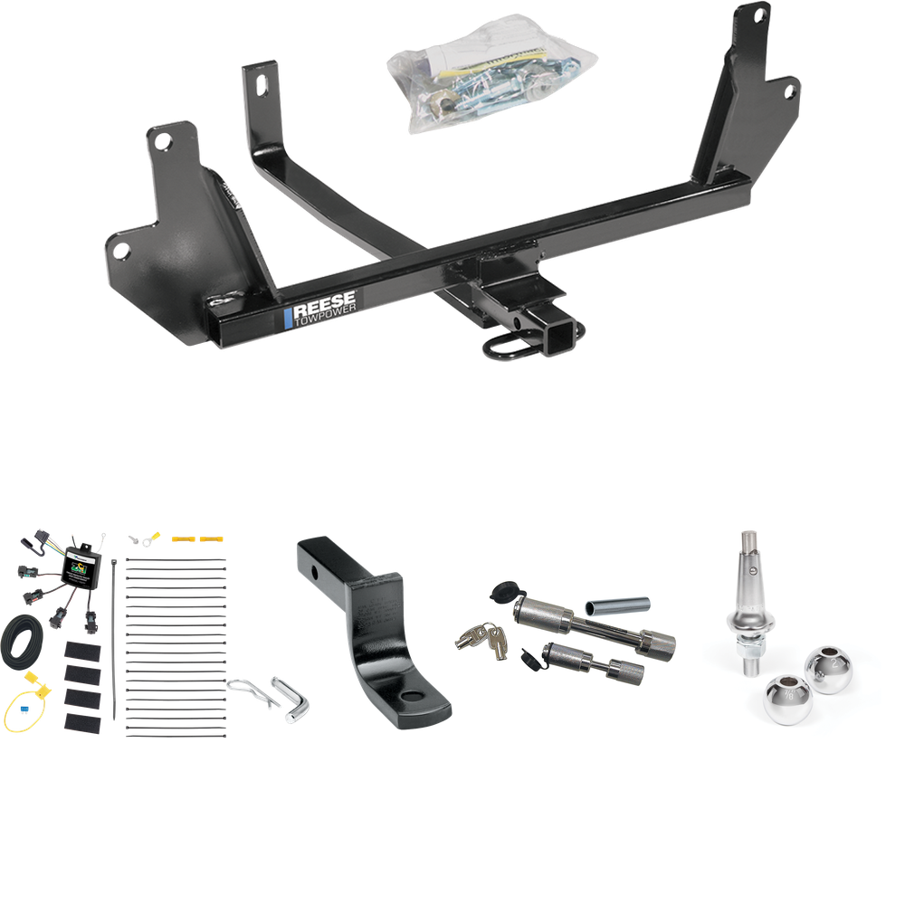 Fits 2007-2008 BMW 328xi Trailer Hitch Tow PKG w/ 4-Flat Zero Contact "No Splice" Wiring Harness + Draw-Bar + Interchangeable 1-7/8" & 2" Balls + Dual Hitch & Coupler Locks (For Sedan Models) By Reese Towpower