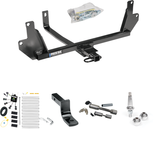 Fits 2007-2008 BMW 328xi Trailer Hitch Tow PKG w/ 4-Flat Zero Contact "No Splice" Wiring Harness + Draw-Bar + Interchangeable 1-7/8" & 2" Balls + Dual Hitch & Coupler Locks (For Sedan Models) By Reese Towpower