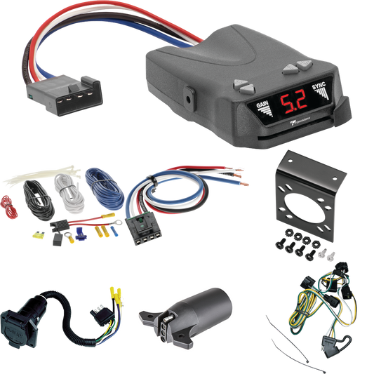 Fits 1995-1996 Dodge Dakota 7-Way RV Wiring + Tekonsha Brakeman IV Brake Control + Generic BC Wiring Adapter + 7-Way to 4-Way Adapter By Tekonsha