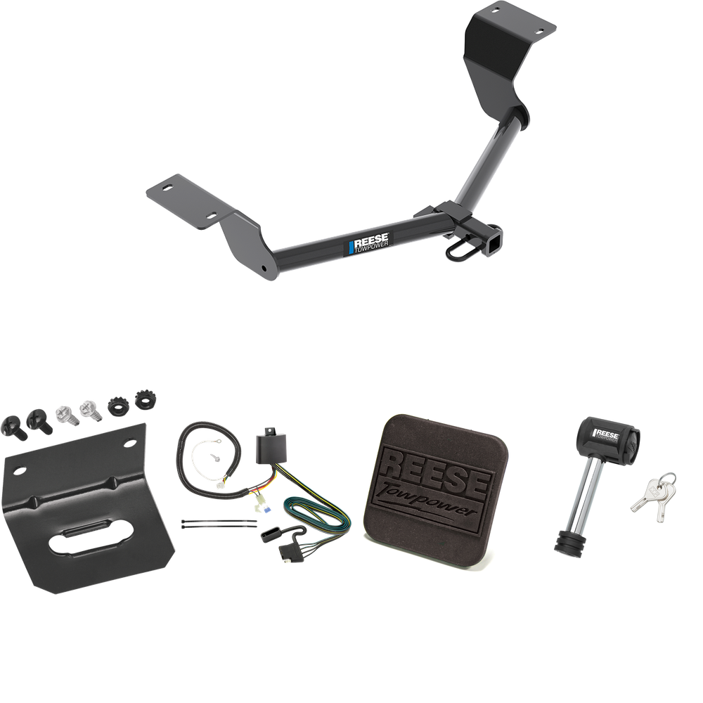 Fits 2017-2022 Honda CR-V Trailer Hitch Tow PKG w/ 4-Flat Wiring Harness + Hitch Cover + Hitch Lock (Excludes: Hybrid Models) By Reese Towpower