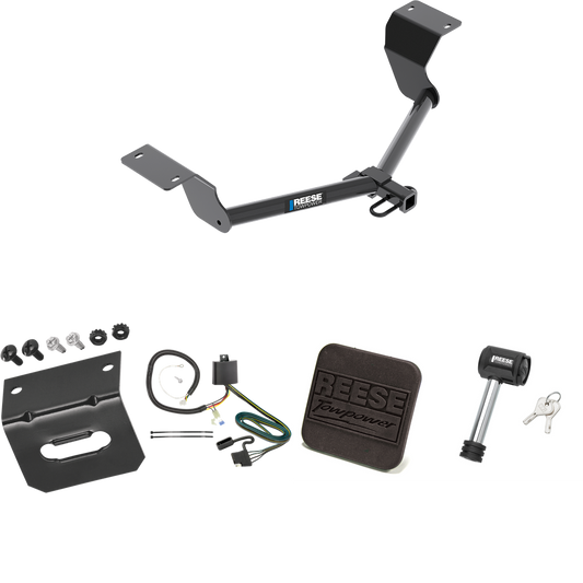 Fits 2017-2022 Honda CR-V Trailer Hitch Tow PKG w/ 4-Flat Wiring Harness + Hitch Cover + Hitch Lock (Excludes: Hybrid Models) By Reese Towpower