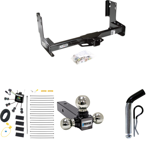 Fits 2022-2023 Mercedes-Benz Sprinter 3500 Trailer Hitch Tow PKG w/ 4-Flat Zero Contact "No Splice" Wiring + Triple Ball Ball Mount 1-7/8" & 2" & 2-5/16" Trailer Balls + Pin/Clip (Excludes: w/Factory Step Bumper Models) By Draw-Tite