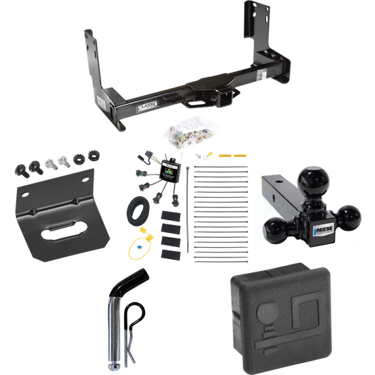 Fits 2022-2023 Mercedes-Benz Sprinter 3500 Trailer Hitch Tow PKG w/ 4-Flat Zero Contact "No Splice" Wiring + Triple Ball Ball Mount 1-7/8" & 2" & 2-5/16" Trailer Balls + Pin/Clip + Wiring Bracket + Hitch Cover (Excludes: w/Factory Step Bumper Models)