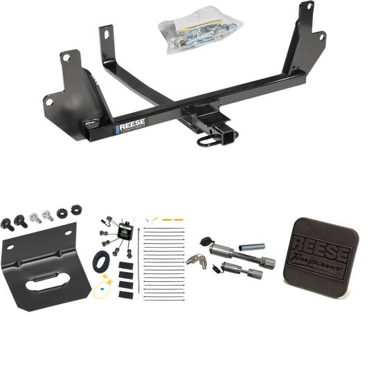 Fits 2007-2011 BMW 328i Trailer Hitch Tow PKG w/ 4-Flat Zero Contact "No Splice" Wiring Harness + Hitch Cover + Dual Hitch & Coupler Locks (For Sedan Models) By Reese Towpower