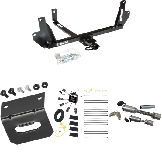 Fits 2007-2011 BMW 328i Trailer Hitch Tow PKG w/ 4-Flat Zero Contact "No Splice" Wiring Harness + Wiring Bracket + Dual Hitch & Coupler Locks (For Sedan Models) By Draw-Tite