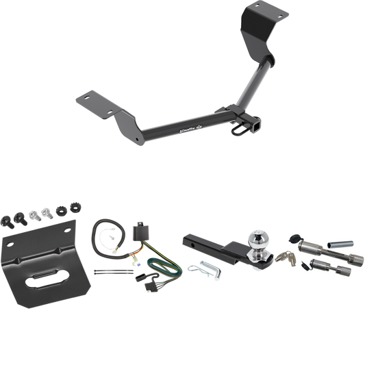 Fits 2017-2022 Honda CR-V Trailer Hitch Tow PKG w/ 4-Flat Wiring Harness + Interlock Starter Kit w/ 2" Ball 1-1/4" Drop 3/4" Rise + Wiring Bracket + Dual Hitch & Coupler Locks (Excludes: Hybrid Models) By Draw-Tite