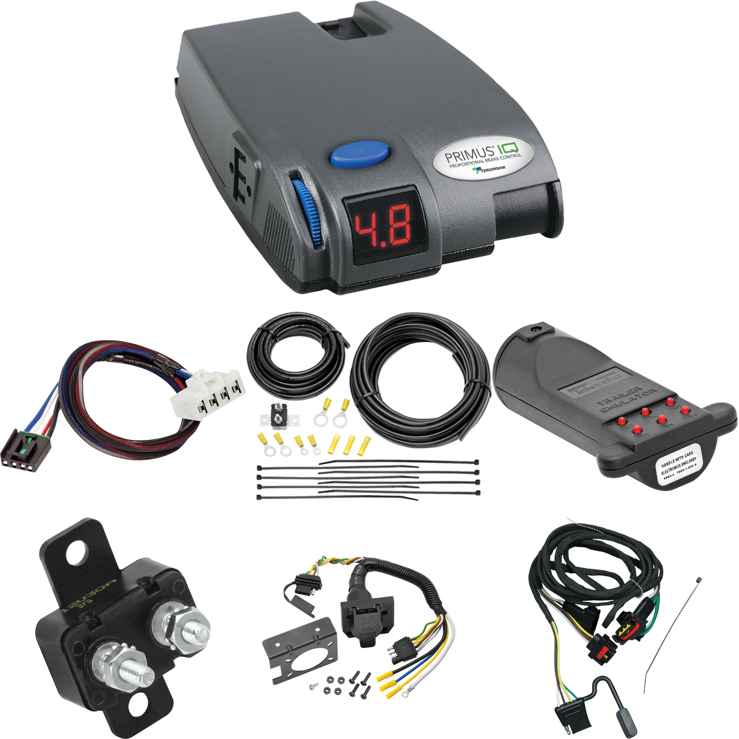 Fits 2011-2011 RAM Dakota 7-Way RV Wiring + Tekonsha Primus IQ Brake Control + Plug & Play BC Adapter + 7-Way Tester and Trailer Emulator By Tekonsha