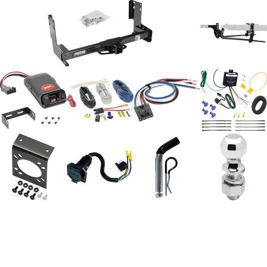 Fits 2023-2023 Mercedes-Benz Sprinter 3500 Trailer Hitch Tow PKG w/ 8K Round Bar Weight Distribution Hitch w/ 2-5/16" Ball + 2" Ball + Pin/Clip + Pro Series POD Brake Control + Generic BC Wiring Adapter + 7-Way RV Wiring (Excludes: w/Factory Step Bum