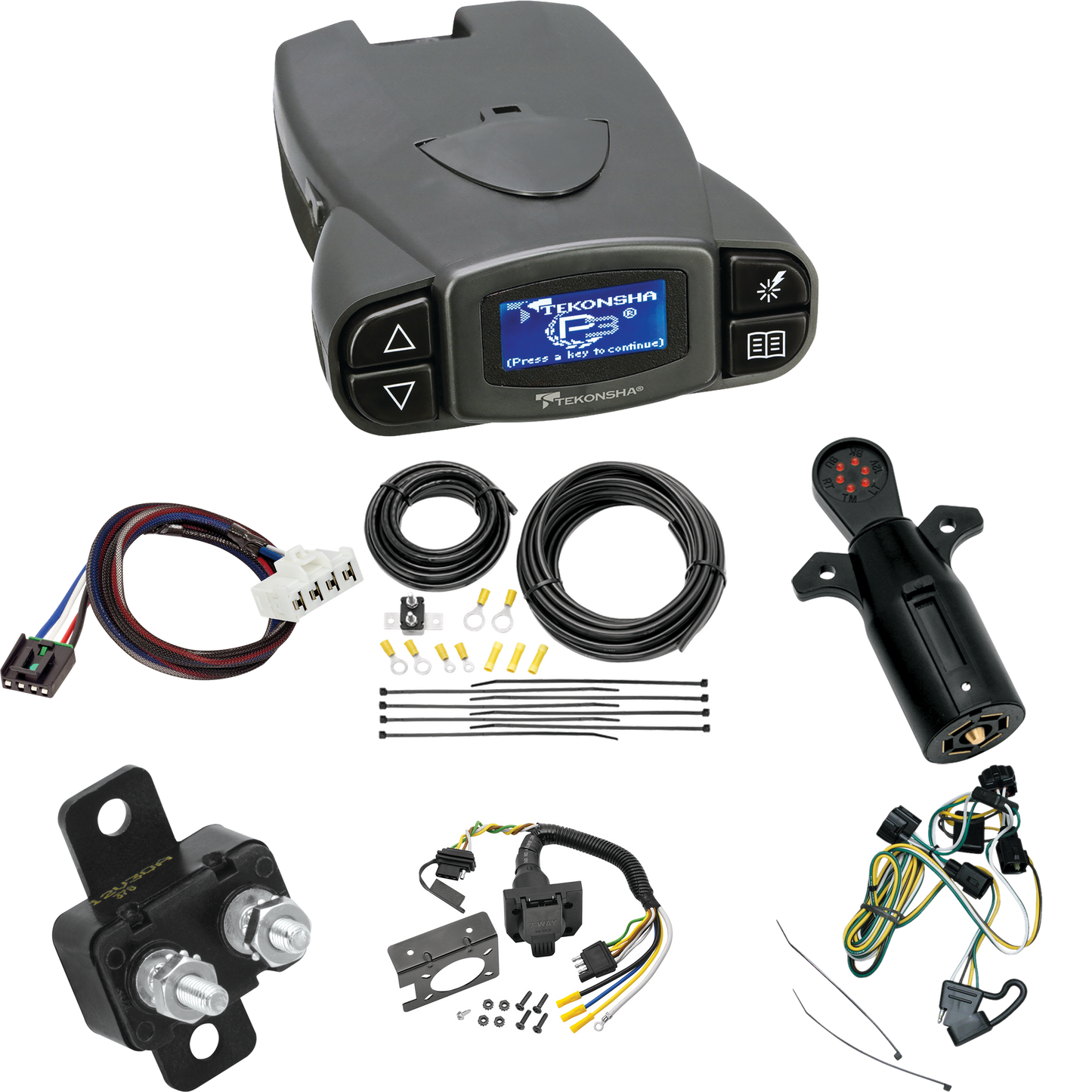 Fits 1996-2003 Dodge Dakota 7-Way RV Wiring + Tekonsha Prodigy P3 Brake Control + Plug & Play BC Adapter + 7-Way Tester By Tekonsha