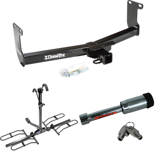 Se adapta al paquete de enganche de remolque RAM Dakota 2011-2011 con portabicicletas estilo plataforma para 2 bicicletas + bloqueo de enganche de Draw-Tite