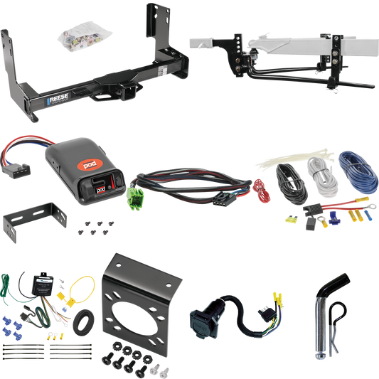 Fits 2022-2022 Mercedes-Benz Sprinter 3500 Trailer Hitch Tow PKG w/ 8K Round Bar Weight Distribution Hitch w/ 2-5/16" Ball + Pin/Clip + Pro Series POD Brake Control + Plug & Play BC Adapter + 7-Way RV Wiring (Excludes: w/Factory Step Bumper Models) B