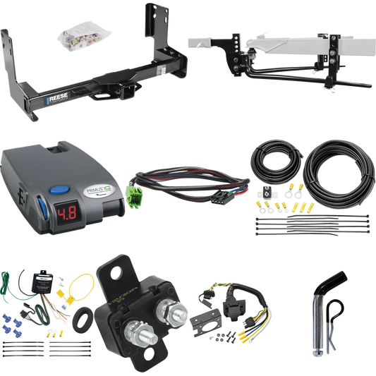 Fits 2022-2022 Mercedes-Benz Sprinter 3500 Trailer Hitch Tow PKG w/ 8K Round Bar Weight Distribution Hitch w/ 2-5/16" Ball + Pin/Clip + Tekonsha Primus IQ Brake Control + Plug & Play BC Adapter + 7-Way RV Wiring (Excludes: w/Factory Step Bumper Model