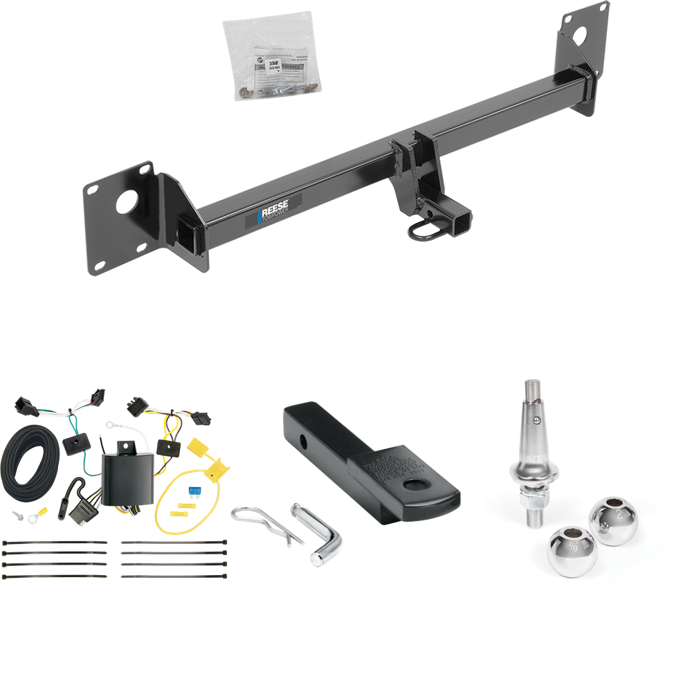 Se adapta al paquete de remolque de enganche de remolque Volkswagen Golf SportWagen 2016-2019 con arnés de cableado de 4 planos + barra de tracción + bolas intercambiables de 1-7/8" y 2" de Reese Towpower