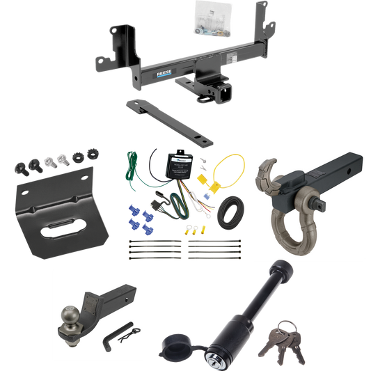 Fits 2013-2014 BMW X1 Trailer Hitch Tow PKG w/ 4-Flat Wiring + Interlock Tactical Starter Kit w/ 2" Drop & 2" Ball + Tactical Hook & Shackle Mount + Tactical Dogbone Lock + Wiring Bracket (For w/Panoramic Moonroof Models) By Reese Towpower