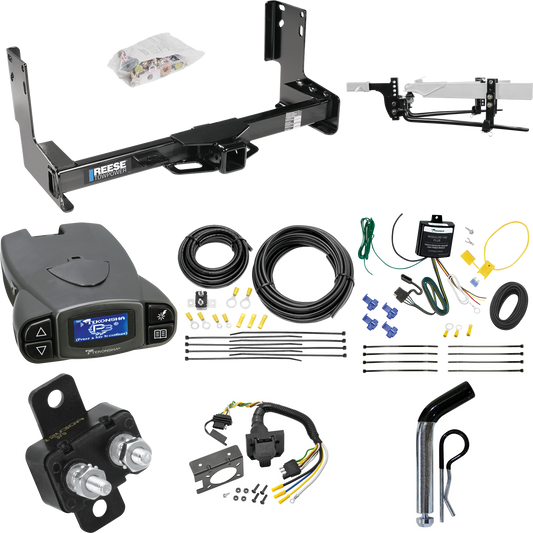 Fits 2023-2023 Mercedes-Benz Sprinter 3500 Trailer Hitch Tow PKG w/ 8K Round Bar Weight Distribution Hitch w/ 2-5/16" Ball + Pin/Clip + Tekonsha Prodigy P3 Brake Control + 7-Way RV Wiring (Excludes: w/Factory Step Bumper Models) By Reese Towpower
