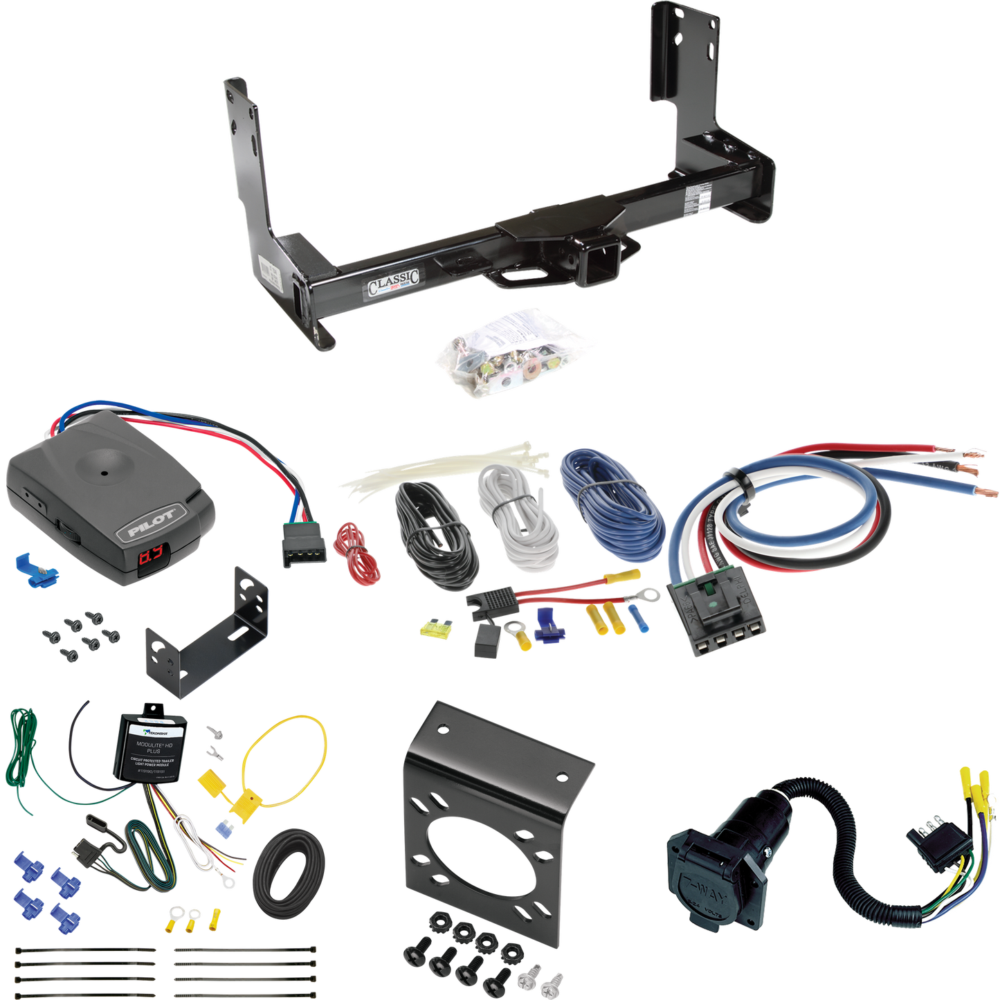 Fits 2023-2023 Mercedes-Benz Sprinter 2500 Trailer Hitch Tow PKG w/ Pro Series Pilot Brake Control + Generic BC Wiring Adapter + 7-Way RV Wiring (Excludes: w/Factory Step Bumper Models) By Draw-Tite