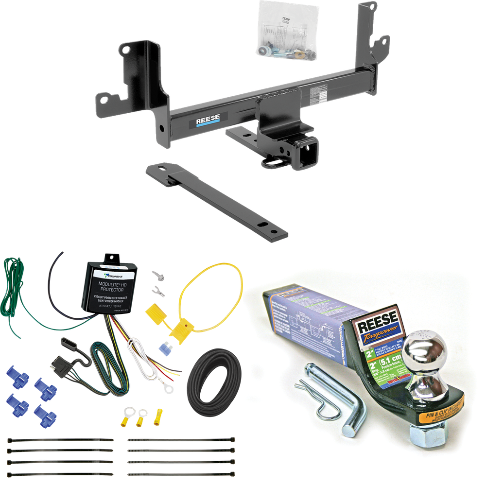 Se adapta al paquete de enganche de remolque BMW X1 2015-2015 con cableado plano de 4 + kit de montaje de bola de inicio con caída de 2" y bola de 1-7/8" (para modelos con techo corredizo panorámico) de Reese Towpower