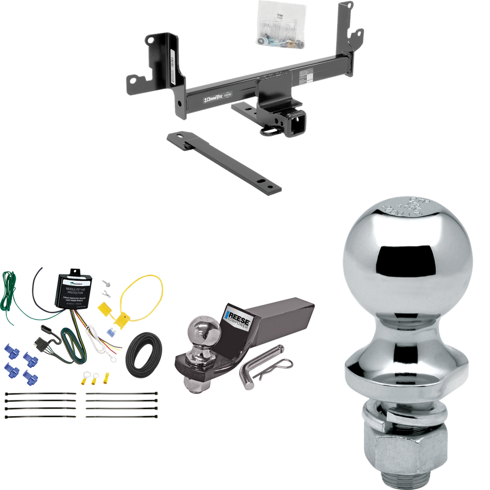 Fits 2015-2015 BMW X1 Trailer Hitch Tow PKG w/ 4-Flat Wiring + Starter Kit Ball Mount w/ 2" Drop & 2" Ball + 1-7/8" Ball (For w/Panoramic Moonroof Models) By Draw-Tite