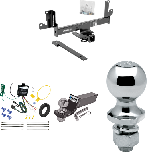 Fits 2015-2015 BMW X1 Trailer Hitch Tow PKG w/ 4-Flat Wiring + Starter Kit Ball Mount w/ 2" Drop & 2" Ball + 1-7/8" Ball (For w/Panoramic Moonroof Models) By Draw-Tite