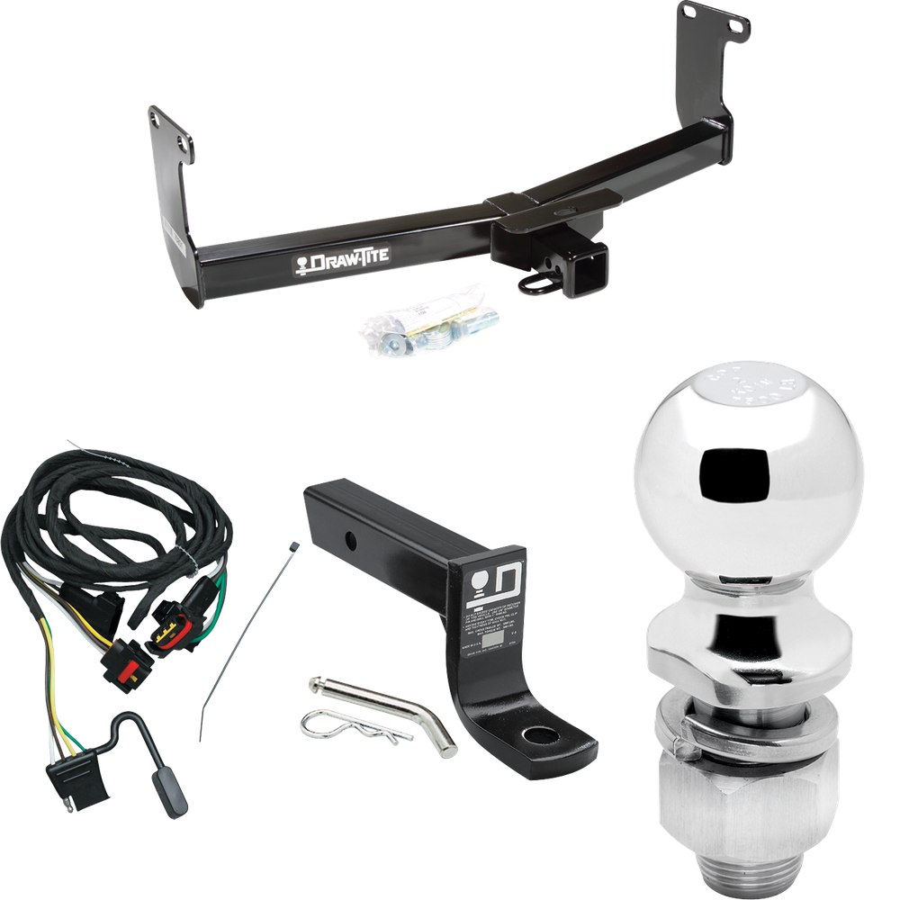 Fits 2011-2011 RAM Dakota Trailer Hitch Tow PKG w/ 4-Flat Wiring + Ball Mount w/ 4" Drop + 2" Ball By Draw-Tite