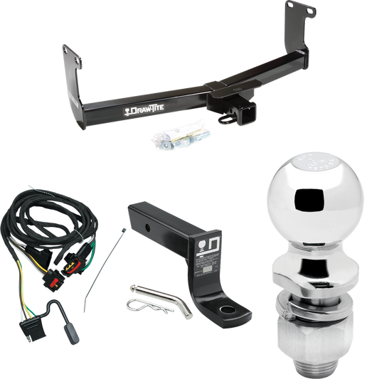 Fits 2011-2011 RAM Dakota Trailer Hitch Tow PKG w/ 4-Flat Wiring + Ball Mount w/ 4" Drop + 2" Ball By Draw-Tite