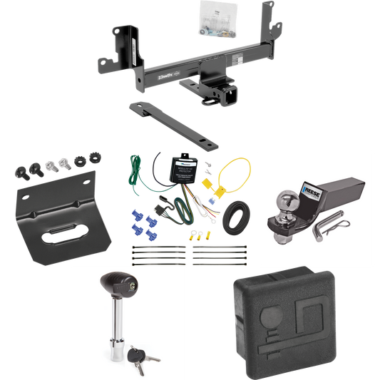 Fits 2015-2015 BMW X1 Trailer Hitch Tow PKG w/ 4-Flat Wiring + Starter Kit Ball Mount w/ 2" Drop & 2" Ball + Wiring Bracket + Hitch Lock + Hitch Cover (For w/Panoramic Moonroof Models) By Draw-Tite