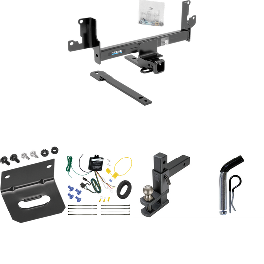 Fits 2015-2015 BMW X1 Trailer Hitch Tow PKG w/ 4-Flat Wiring Harness + Adjustable Drop Rise Clevis Hitch Ball Mount w/ 2" Ball + Pin/Clip + Wiring Bracket (For w/Panoramic Moonroof Models) By Reese Towpower