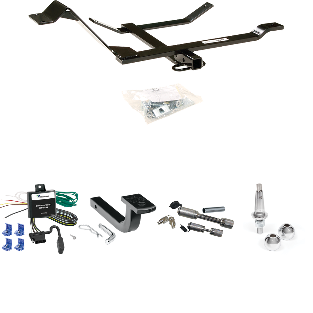 Fits 1999-2006 Volkswagen Golf Trailer Hitch Tow PKG w/ 4-Flat Wiring Harness + Draw-Bar + Interchangeable 1-7/8" & 2" Balls + Dual Hitch & Coupler Locks By Reese Towpower