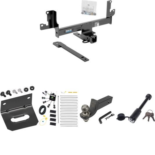 Fits 2013-2015 BMW X1 Trailer Hitch Tow PKG w/ 4-Flat Zero Contact "No Splice" Wiring + Interlock Tactical Starter Kit w/ 2" Drop & 2" Ball + Tactical Dogbone Lock + Wiring Bracket (For w/Panoramic Moonroof Models) By Reese Towpower