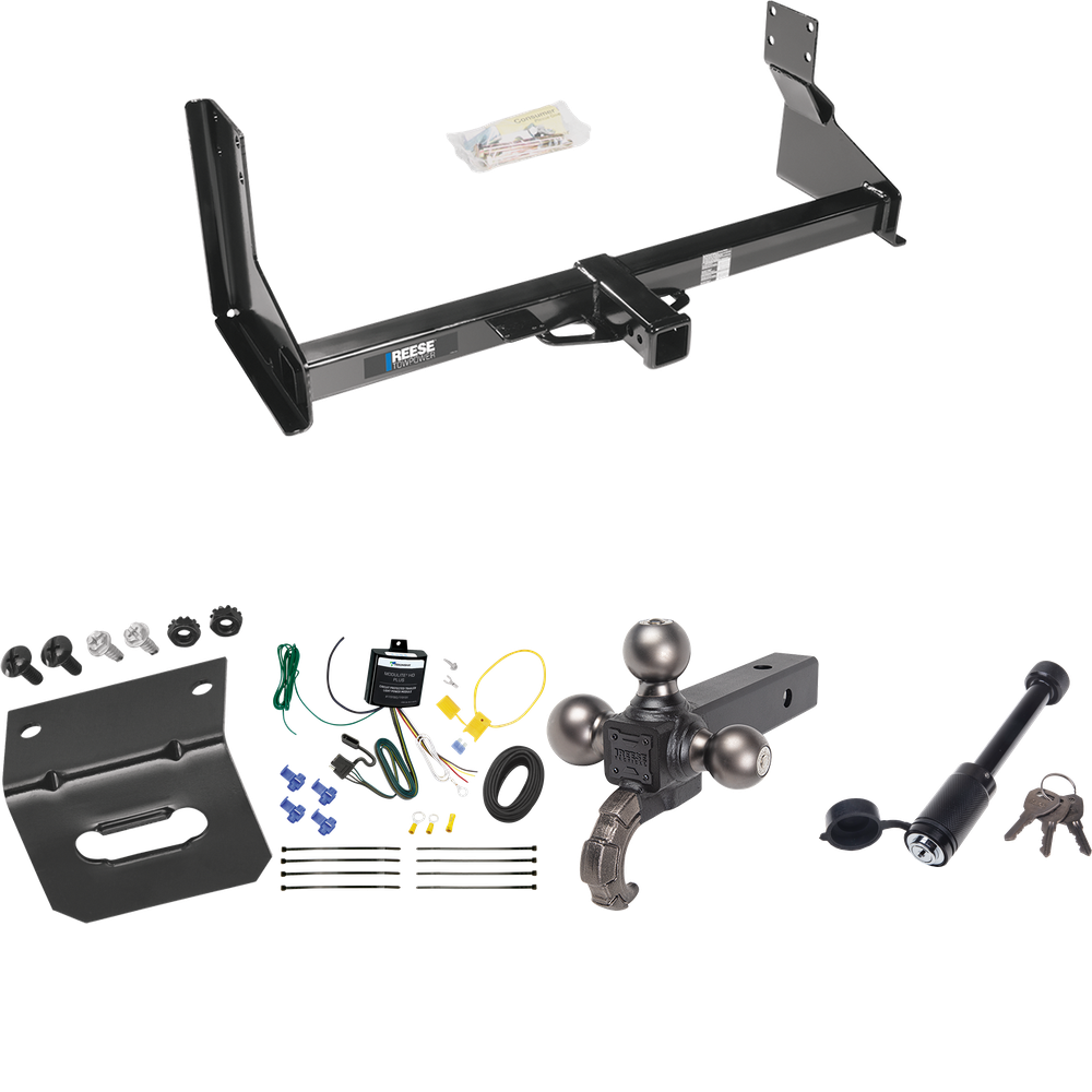 Fits 2022-2023 Mercedes-Benz Sprinter 2500 Trailer Hitch Tow PKG w/ 4-Flat Wiring + Triple Ball Tactical Ball Mount 1-7/8" & 2" & 2-5/16" Balls w/ Tow Hook + Tactical Dogbone Lock + Wiring Bracket (For w/Factory Step Bumper Excluding Models w/30-3/8”