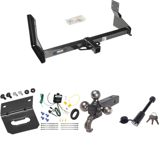 Fits 2022-2023 Mercedes-Benz Sprinter 2500 Trailer Hitch Tow PKG w/ 4-Flat Wiring + Triple Ball Tactical Ball Mount 1-7/8" & 2" & 2-5/16" Balls w/ Tow Hook + Tactical Dogbone Lock + Wiring Bracket (For w/Factory Step Bumper Excluding Models w/30-3/8”