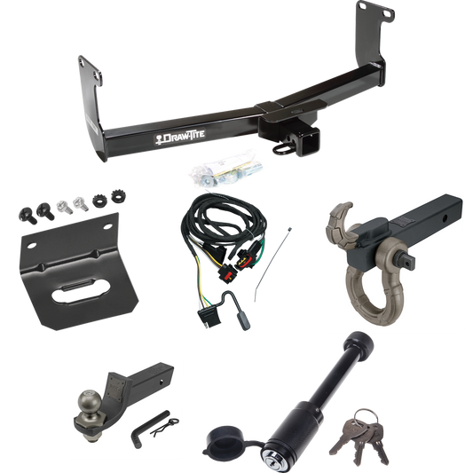 Fits 2011-2011 RAM Dakota Trailer Hitch Tow PKG w/ 4-Flat Wiring + Interlock Tactical Starter Kit w/ 2" Drop & 2" Ball + Tactical Hook & Shackle Mount + Tactical Dogbone Lock + Wiring Bracket By Draw-Tite