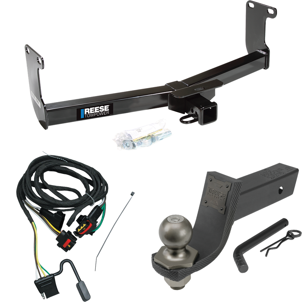 Fits 2006-2009 Mitsubishi Raider Trailer Hitch Tow PKG w/ 4-Flat Wiring + Interlock Tactical Starter Kit w/ 3-1/4" Drop & 2" Ball By Reese Towpower