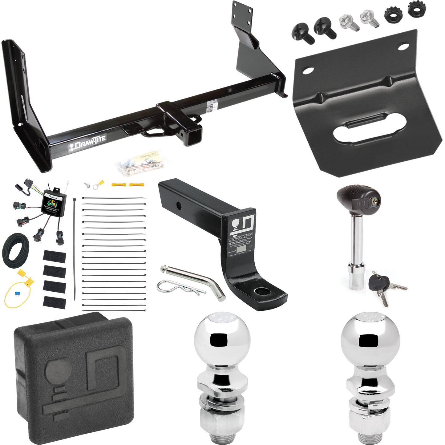 Fits 2022-2023 Mercedes-Benz Sprinter 3500 Trailer Hitch Tow PKG w/ 4-Flat Zero Contact "No Splice" Wiring + Ball Mount w/ 4" Drop + 2" Ball + 2-5/16" Ball + Wiring Bracket + Hitch Lock + Hitch Cover (For w/Factory Step Bumper Excluding Models w/30-3