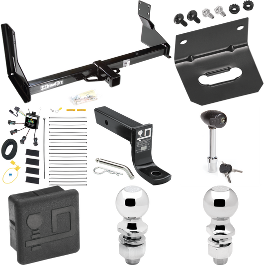 Fits 2022-2023 Mercedes-Benz Sprinter 3500 Trailer Hitch Tow PKG w/ 4-Flat Zero Contact "No Splice" Wiring + Ball Mount w/ 4" Drop + 2" Ball + 2-5/16" Ball + Wiring Bracket + Hitch Lock + Hitch Cover (For w/Factory Step Bumper Excluding Models w/30-3