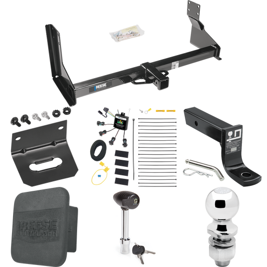 Fits 2022-2023 Mercedes-Benz Sprinter 3500 Trailer Hitch Tow PKG w/ 4-Flat Zero Contact "No Splice" Wiring + Ball Mount w/ 4" Drop + 2" Ball + Wiring Bracket + Hitch Lock + Hitch Cover (For w/Factory Step Bumper Excluding Models w/30-3/8” Frame Width