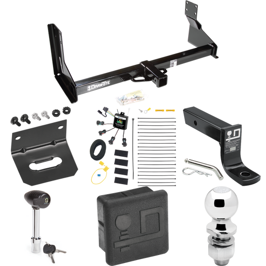 Fits 2022-2023 Mercedes-Benz Sprinter 2500 Trailer Hitch Tow PKG w/ 4-Flat Zero Contact "No Splice" Wiring + Ball Mount w/ 4" Drop + 2" Ball + Wiring Bracket + Hitch Lock + Hitch Cover (For w/Factory Step Bumper Excluding Models w/30-3/8” Frame Width