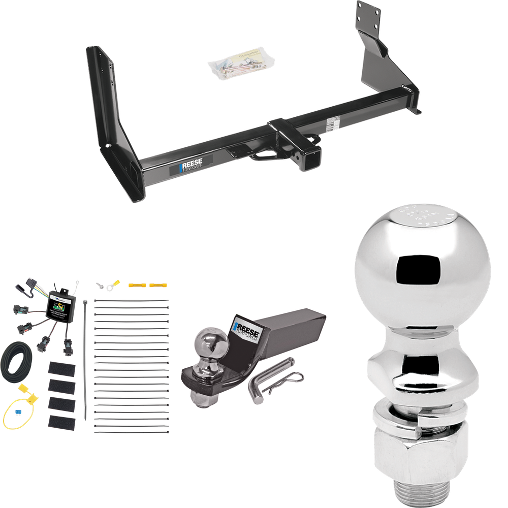 Fits 2022-2023 Mercedes-Benz Sprinter 2500 Trailer Hitch Tow PKG w/ 4-Flat Zero Contact "No Splice" Wiring + Starter Kit Ball Mount w/ 2" Drop & 2" Ball + 2-5/16" Ball (For w/Factory Step Bumper Excluding Models w/30-3/8” Frame Width Models) By Reese