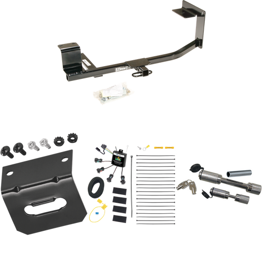 Fits 2010-2014 Volkswagen Golf Trailer Hitch Tow PKG w/ 4-Flat Zero Contact "No Splice" Wiring Harness + Wiring Bracket + Dual Hitch & Coupler Locks (For Wagon, (Canada Only) Models) By Draw-Tite