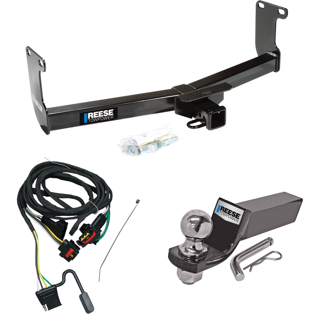 Fits 2005-2010 Dodge Dakota Trailer Hitch Tow PKG w/ 4-Flat Wiring + Starter Kit Ball Mount w/ 2" Drop & 2" Ball By Reese Towpower